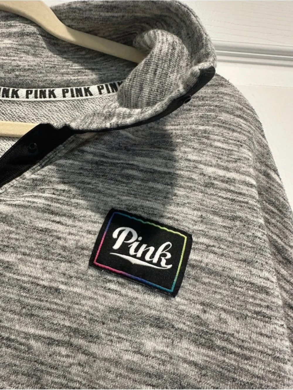 Victoria's Secret PINK Gray Heather Quarter-Zip Pullover